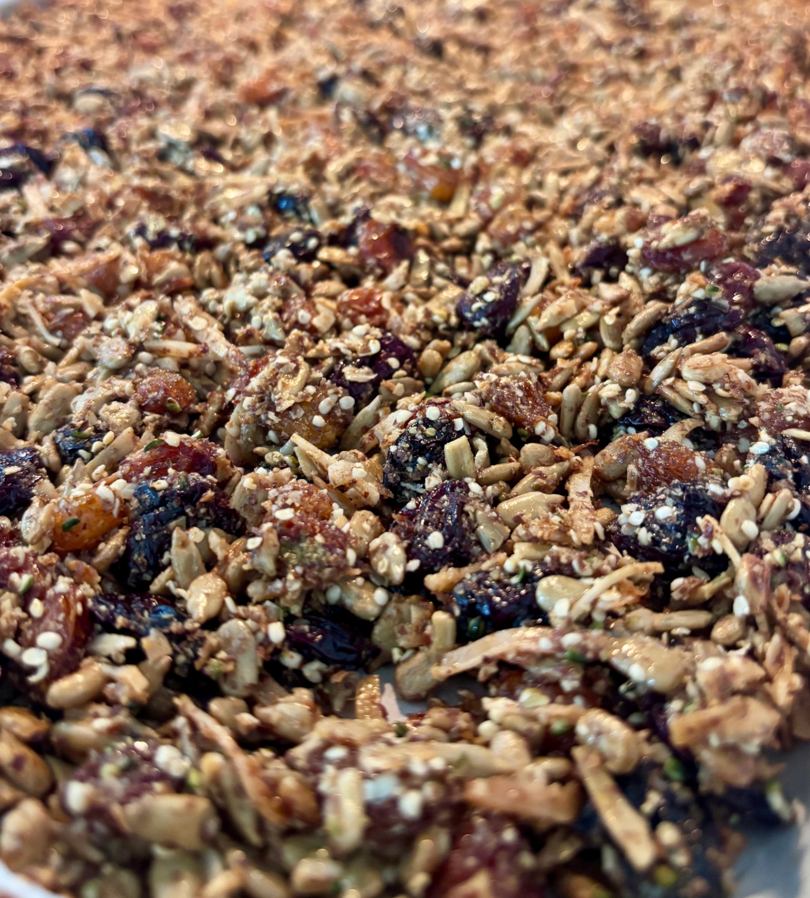 seed granola clusters with dried cherries and seeds